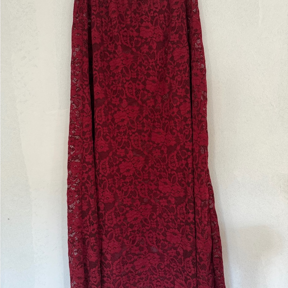 Olivaceous Burgundy Lace Maxi Skirt